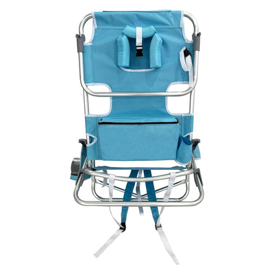 Ostrich The Deluxe Backpacker Portable Beach Chair with Cooler Bag, Light Blue - VMInnovations