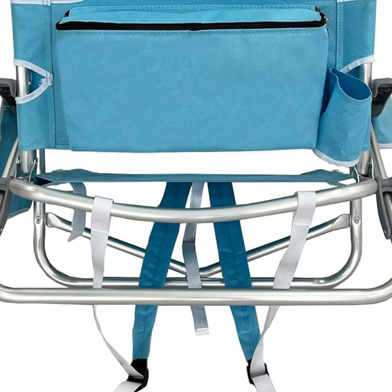 Deltess Ostrich Deluxe On Your Back Aluminum Chair w/Cooler Bag,Light Blue(Used)