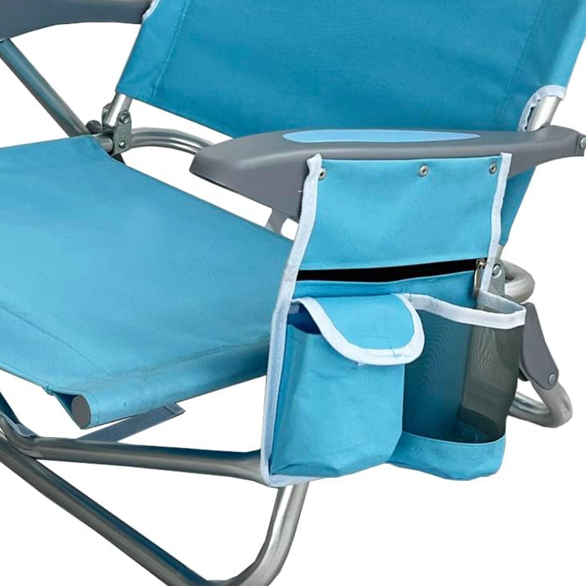 Deltess Ostrich Deluxe On Your Back Aluminum Chair w/Cooler Bag,Light Blue(Used)