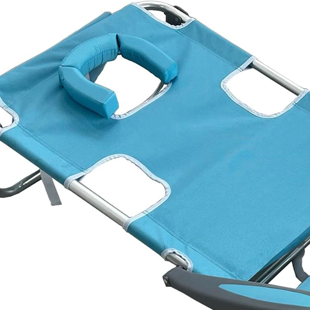 Deltess Ostrich Deluxe On Your Back Aluminum Chair w/Cooler Bag,Light Blue(Used)