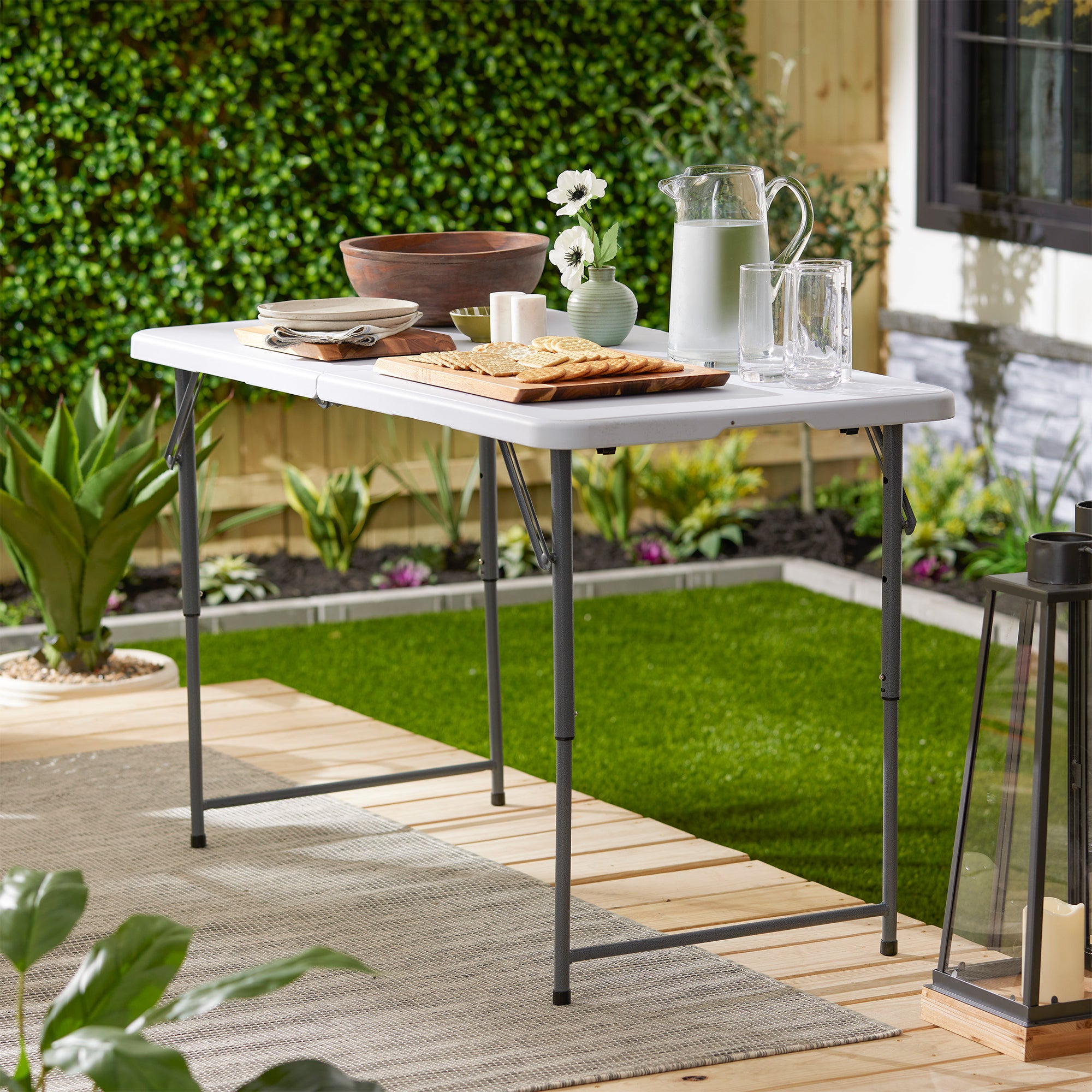 Plastic Development Group 4 Ft Long Fold in Half Banquet Folding Table, (3 Pack) - VMInnovations