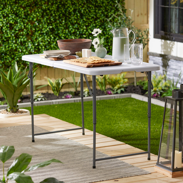 Plastic Development Group 4 Ft Long Fold in Half Banquet Folding Table, (3 Pack) - VMInnovations