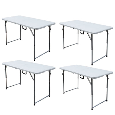Plastic Development Group 4 Ft Long Fold in Half Banquet Folding Table, (4 Pack)