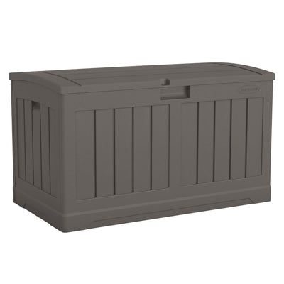 Suncast 50 Gallon Plastic Deck Box with Molded Lockable Feature for Home, Gray