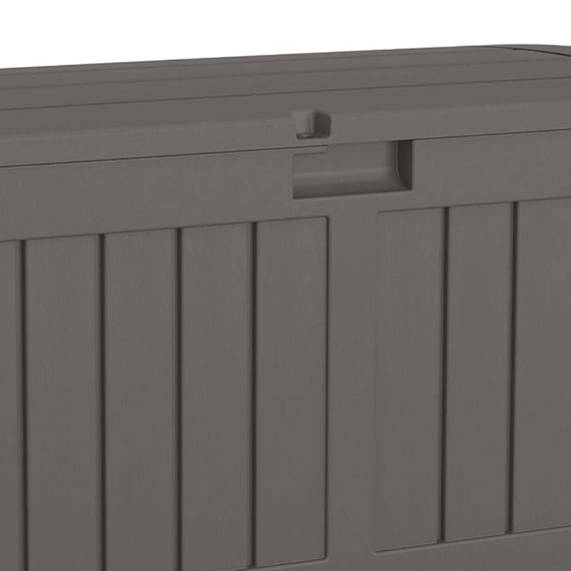 Suncast 50 Gallon Plastic Deck Box with Molded Lockable Feature for Home, Gray