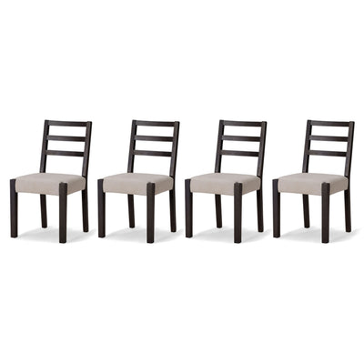 Maven Lane Willow Rustic Dining Chair, Black with Dove Weave Fabric, Set of 4