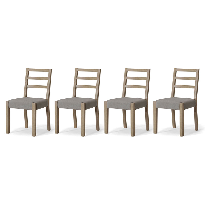Maven Lane Willow Rustic Dining Chair, Grey with Slate Linen Fabric, Set of 4