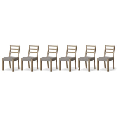 Maven Lane Willow Rustic Dining Chair, Grey with Slate Linen Fabric, Set of 6