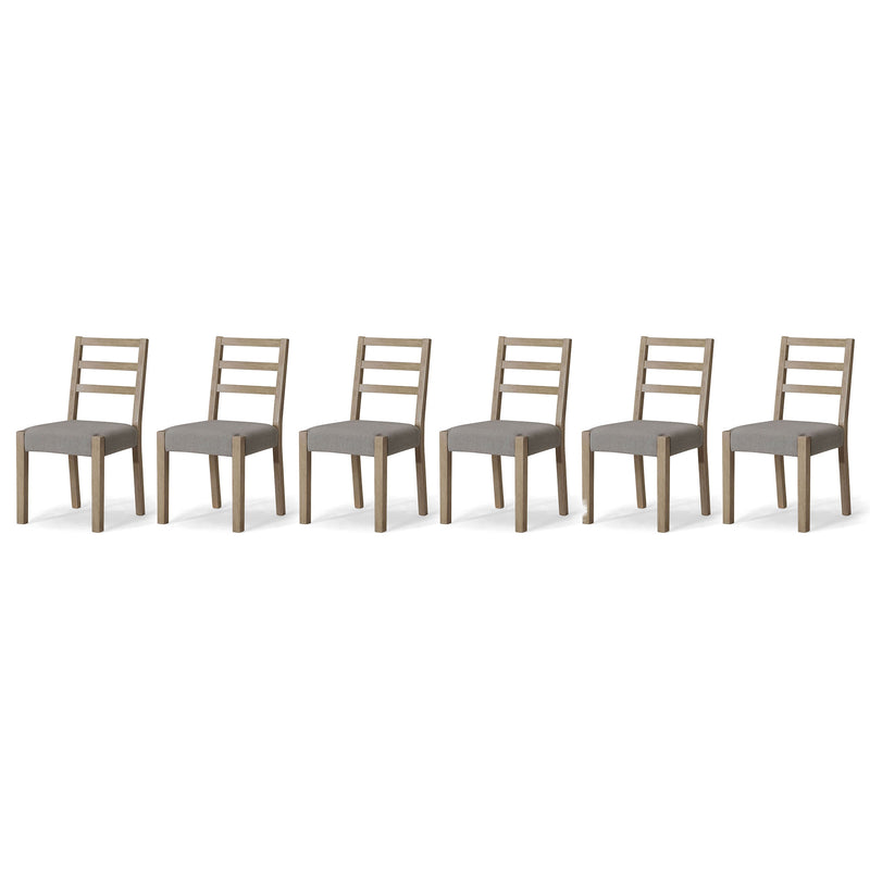 Maven Lane Willow Rustic Dining Chair, Grey with Slate Linen Fabric, Set of 6