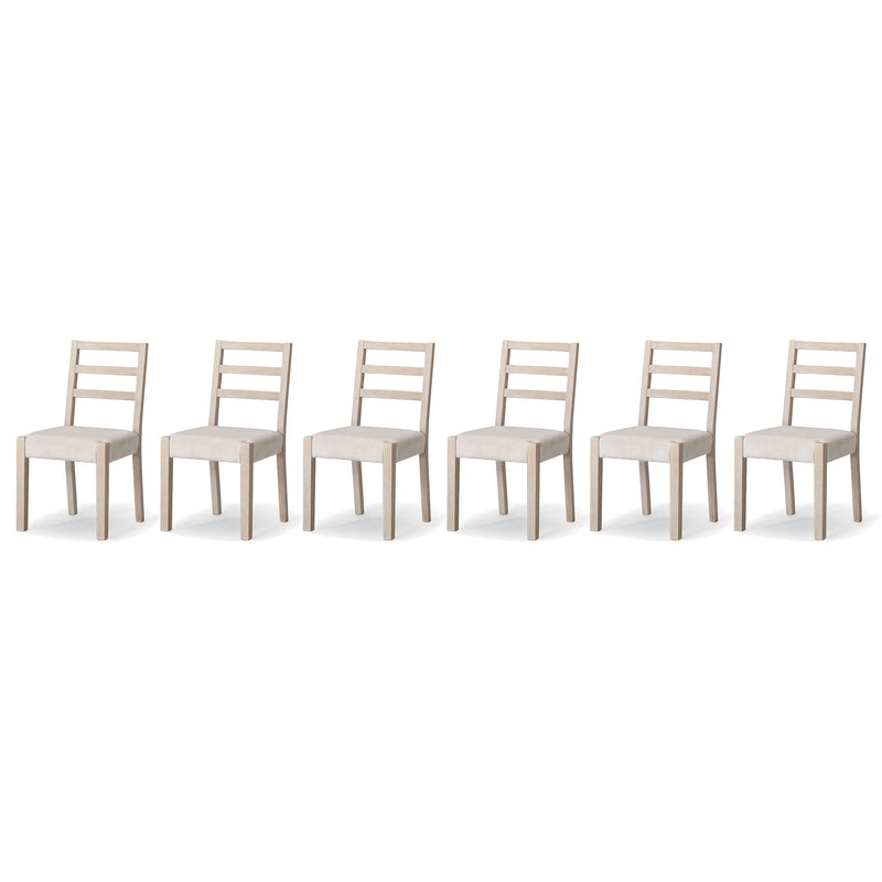 Maven Lane Willow Rustic Dining Chair, White with Cream Weave Fabric, Set of 6