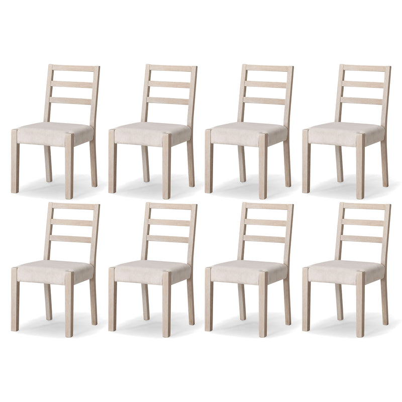 Maven Lane Willow Rustic Dining Chair, White with Cream Weave Fabric, Set of 8