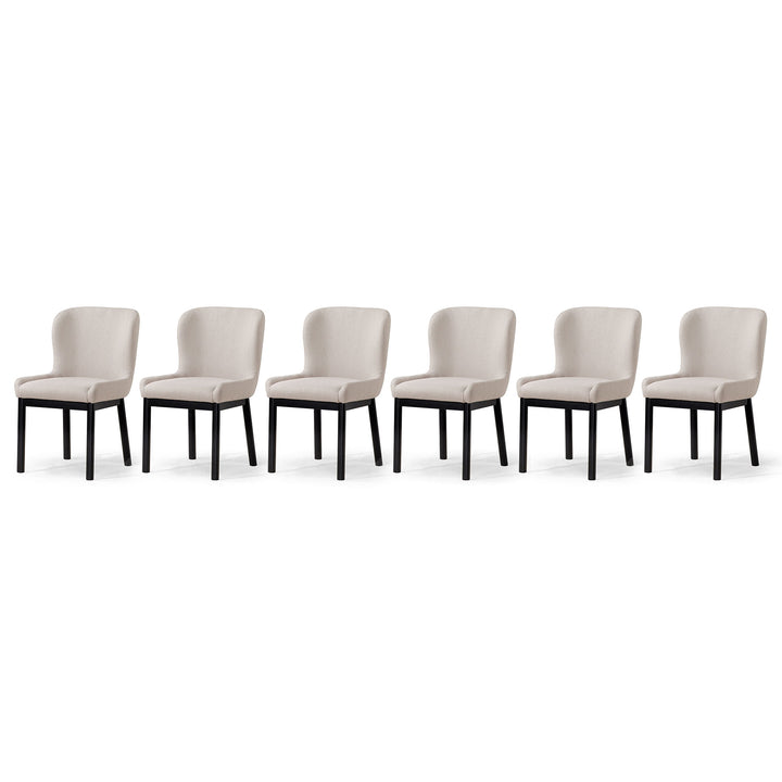 Maven Lane Gia Contemporary Dining Chair, Refined Black, Dove Fabric, Set of 6 - VMInnovations