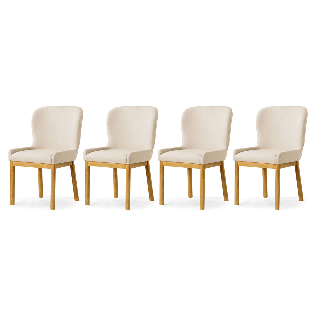 Maven Lane Gia Contemporary Dining Chair, Refined Natural, Slate Fabric, Set of 4 - VMInnovations