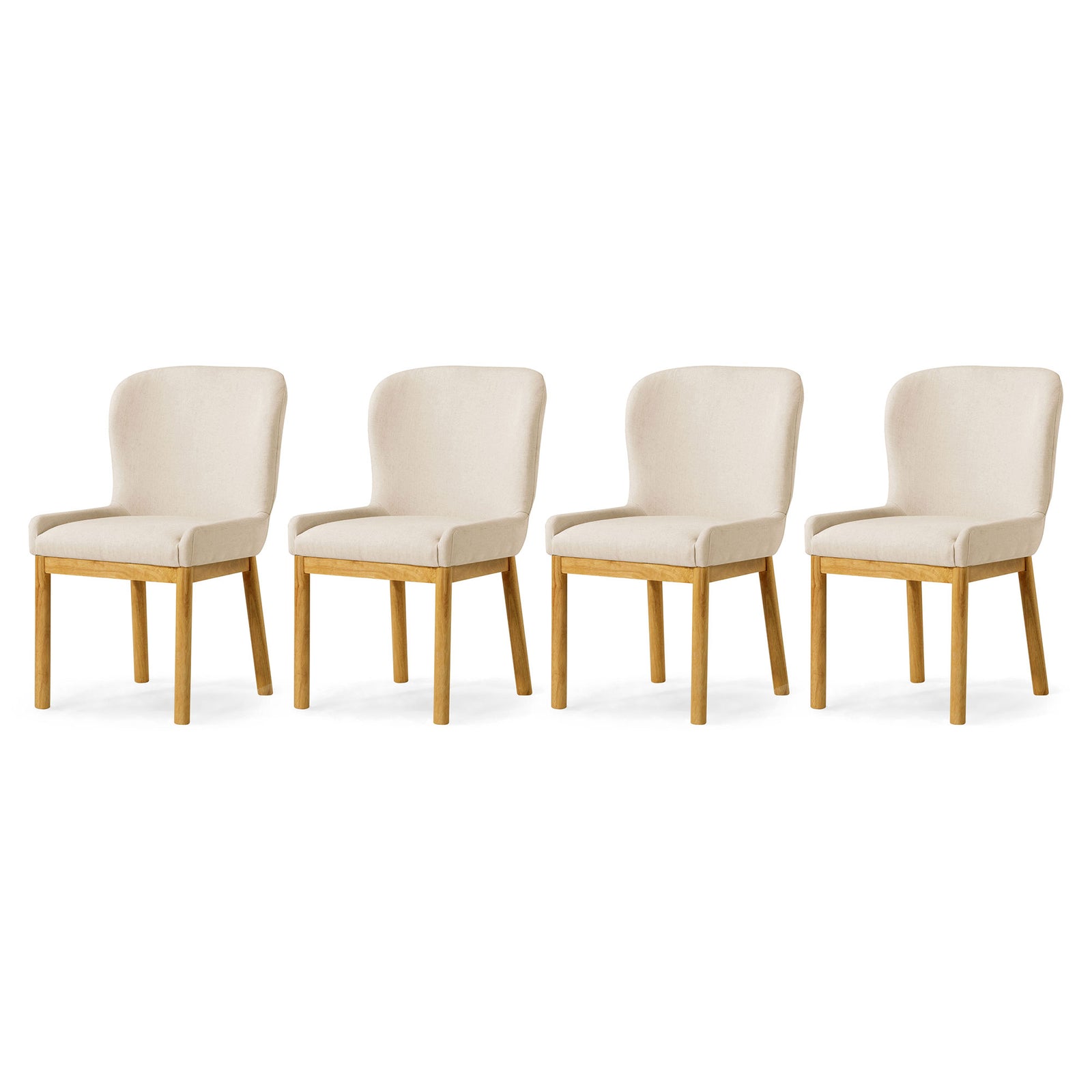 Maven Lane Gia Contemporary Dining Chair, Refined Natural, Slate Fabric, Set of 4 - VMInnovations