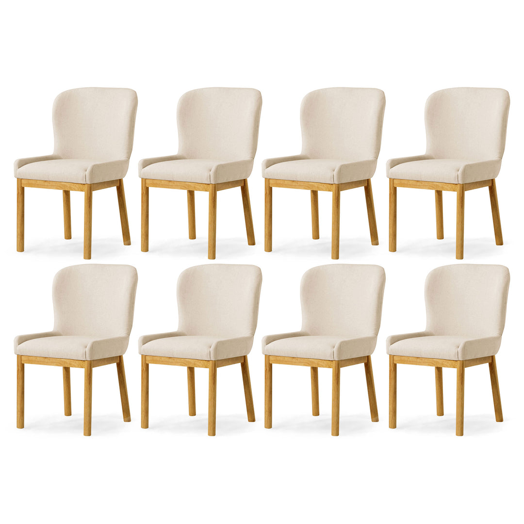Maven Lane Gia Contemporary Dining Chair, Refined Natural, Slate Fabric, Set of 8 - VMInnovations