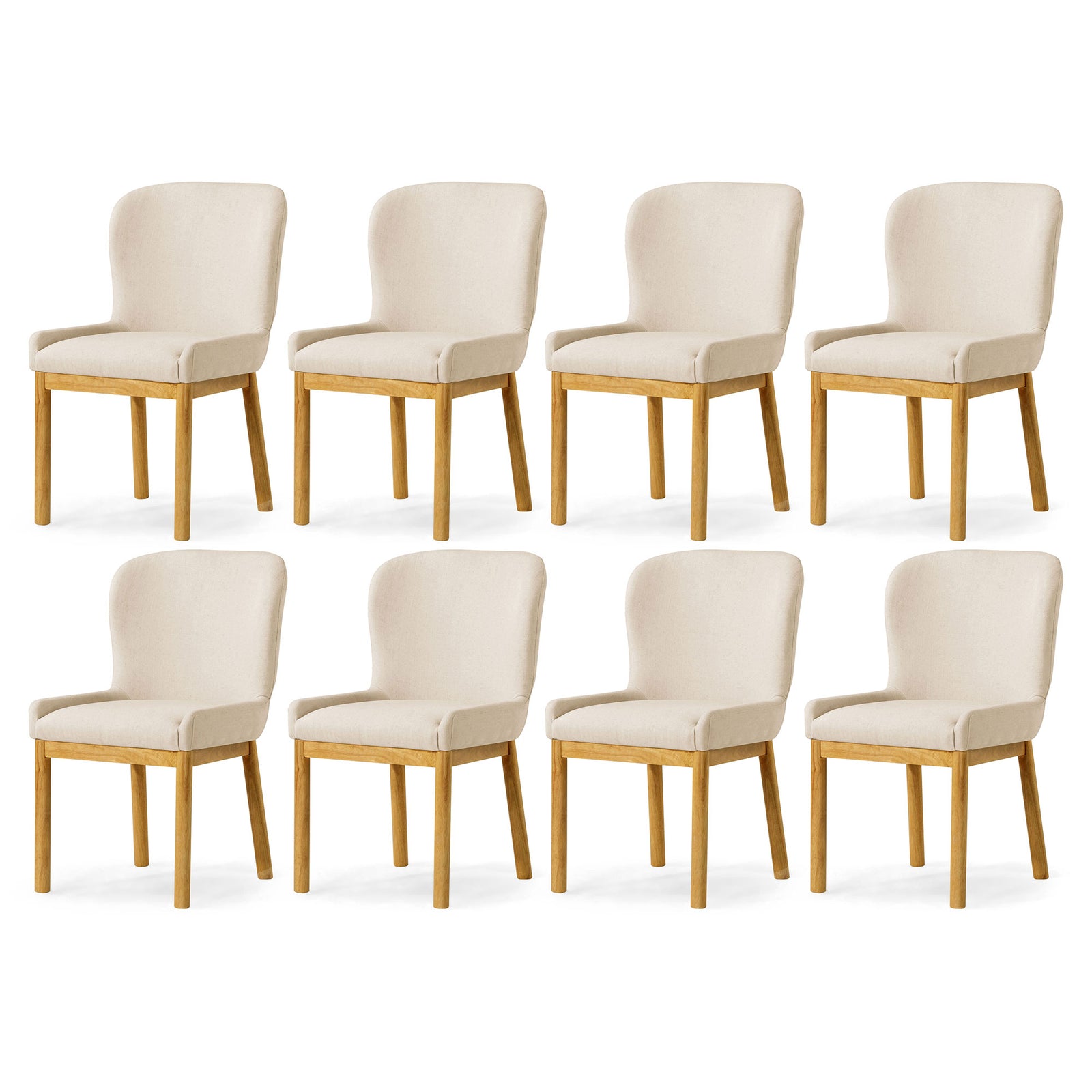 Maven Lane Gia Contemporary Dining Chair, Refined Natural, Slate Fabric, Set of 8 - VMInnovations