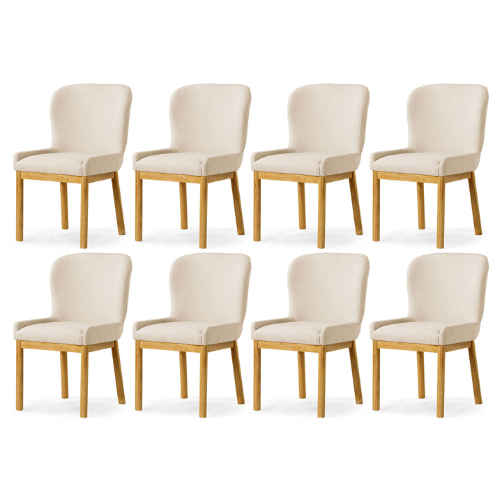 Maven Lane Gia Contemporary Dining Chair, Refined Natural, Slate Fabric, Set of 8 - VMInnovations
