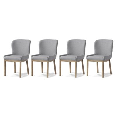 Maven Lane Gia Contemporary Dining Chair, Refined Grey, Taupe Fabric, Set of 4