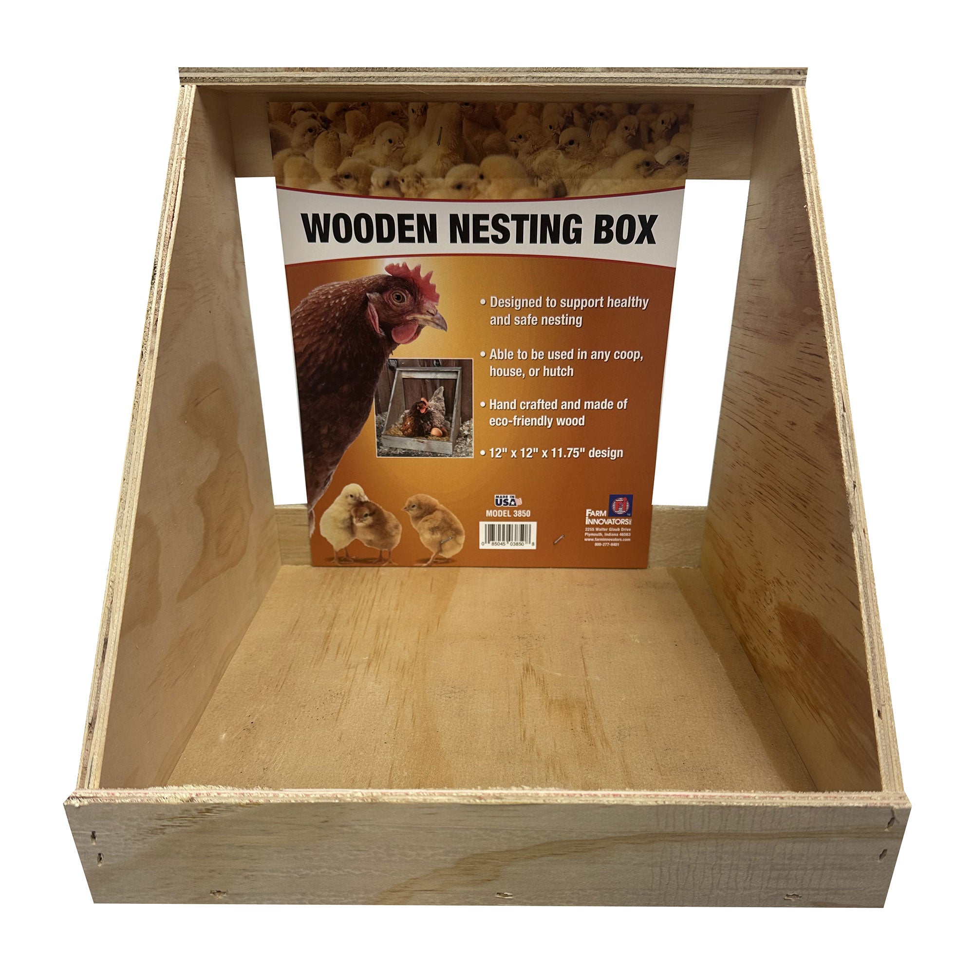 Farm Innovators Single Compartment Wood Nesting Box for Chickens, Ducks & Birds - VMInnovations
