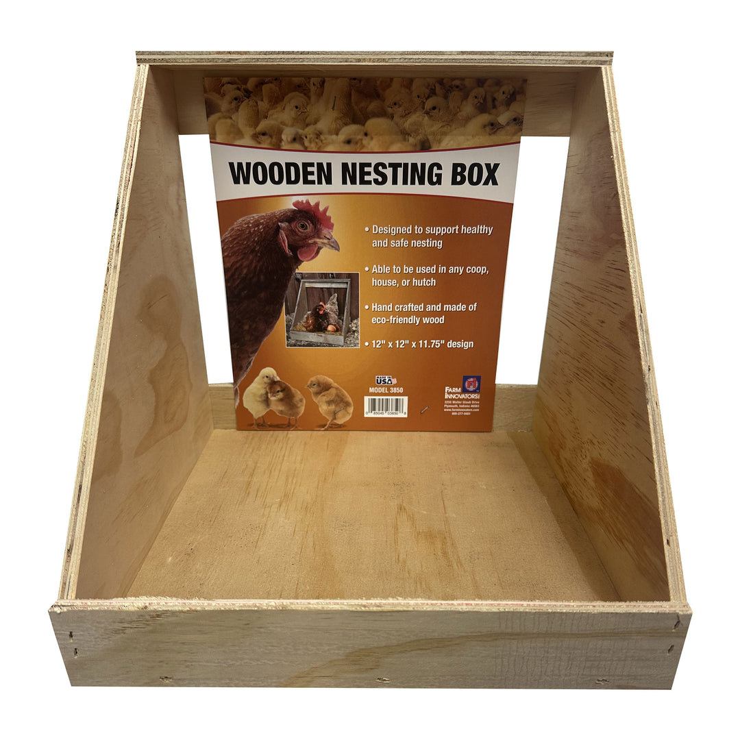 Farm Innovators Wood Nesting Box for Chickens, Ducks & Birds (Open Box)