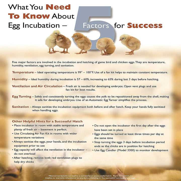 Farm Innovators 40W Digital Circulated Air Incubator for Up to 48 Eggs(Open Box)