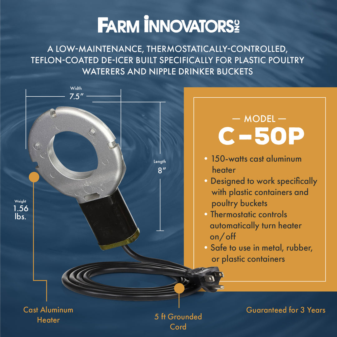 Farm Innovators Chicken Waterer De-Icer for Poultry Fountains (Open Box)