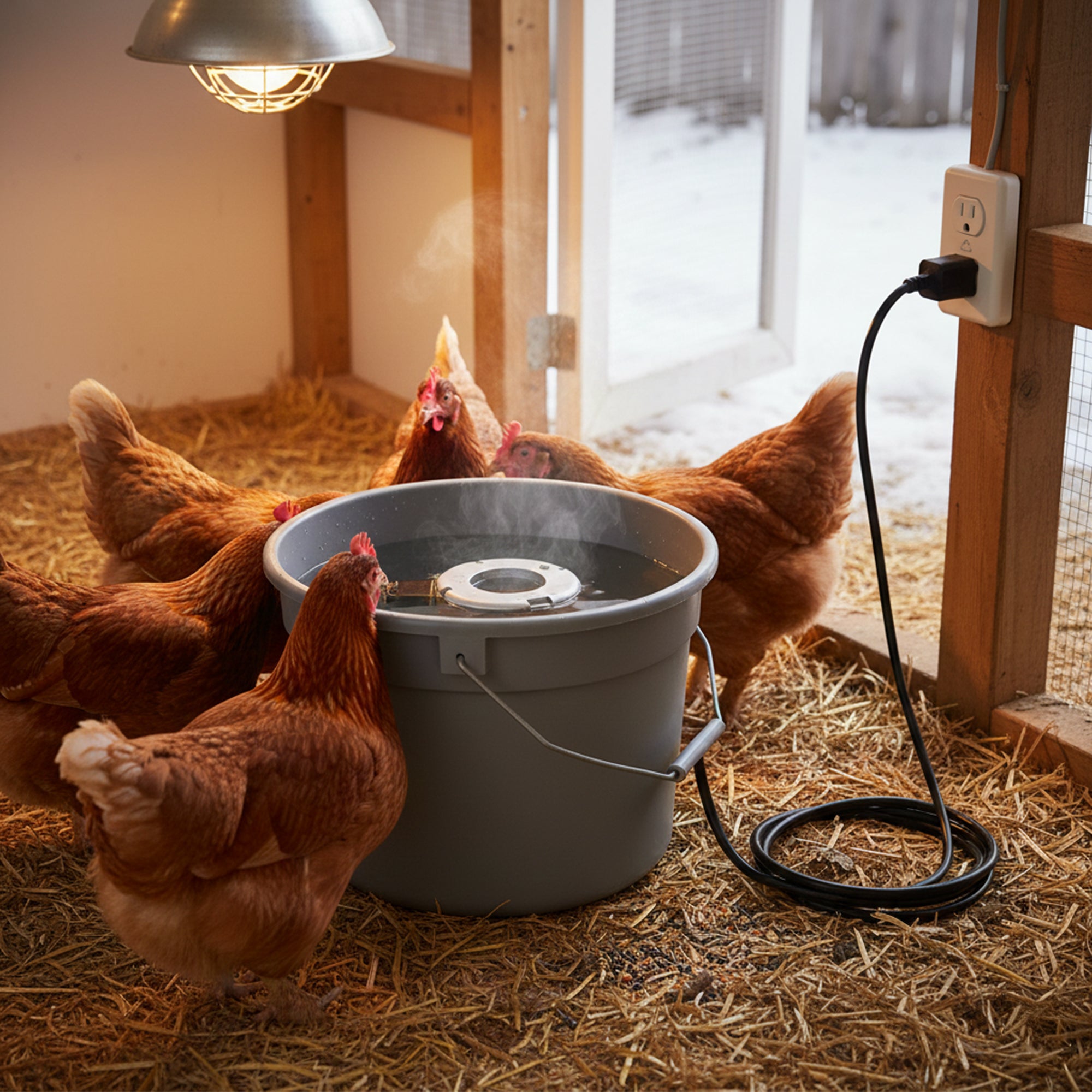 Farm Innovators Chicken Waterer De-Icer for Poultry Fountains, Silver and Black