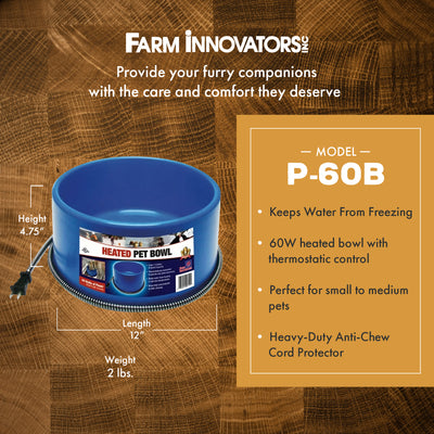 Farm Innovators 60 Watt Plastic Heated Pet Dog & Cat Water Bowl, Blue (Open Box)