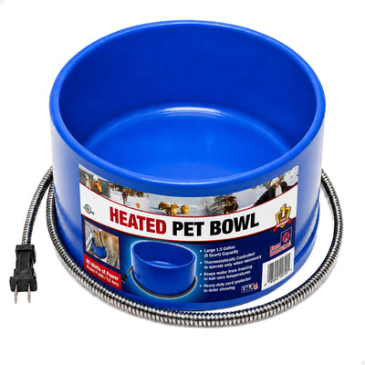 Farm Innovators 60 Watt Premium Plastic Heated Pet Dog and Cat Water Bowl, Blue