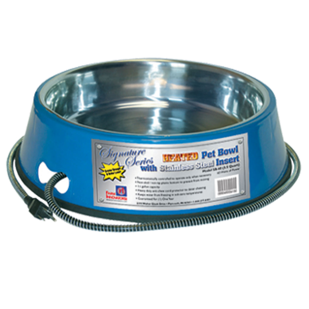 Farm Innovators 5.5 Quart Heated Water Bowl w/Stainless Insert, Blue (Open Box) - VMInnovations