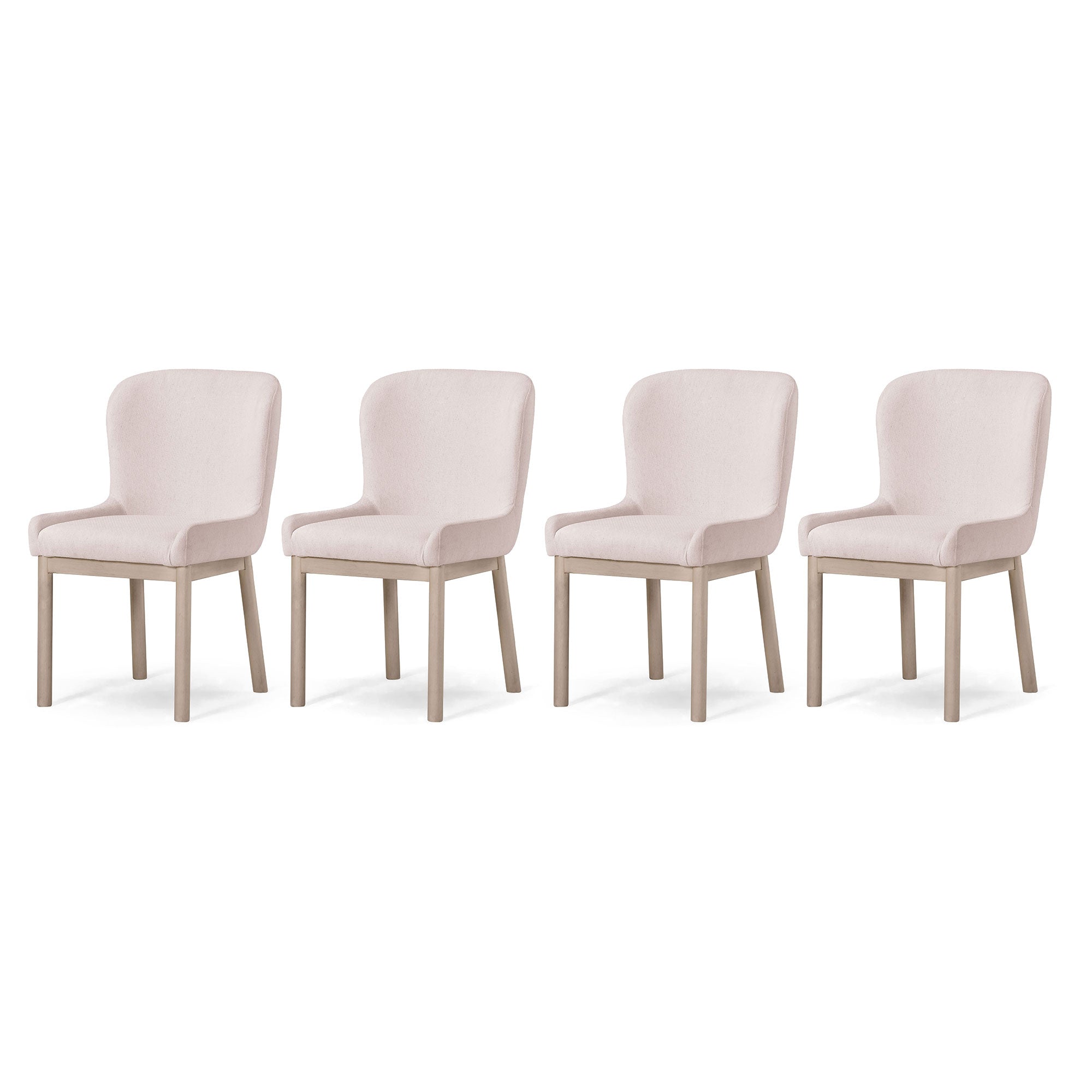 Maven Lane Gia Contemporary Dining Chair, Refined White, Cream Fabric, Set of 4