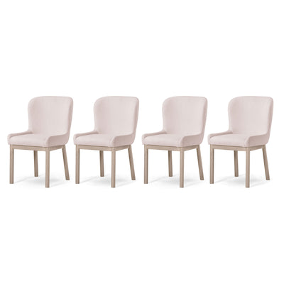 Maven Lane Gia Contemporary Dining Chair, Refined White, Cream Fabric, Set of 4
