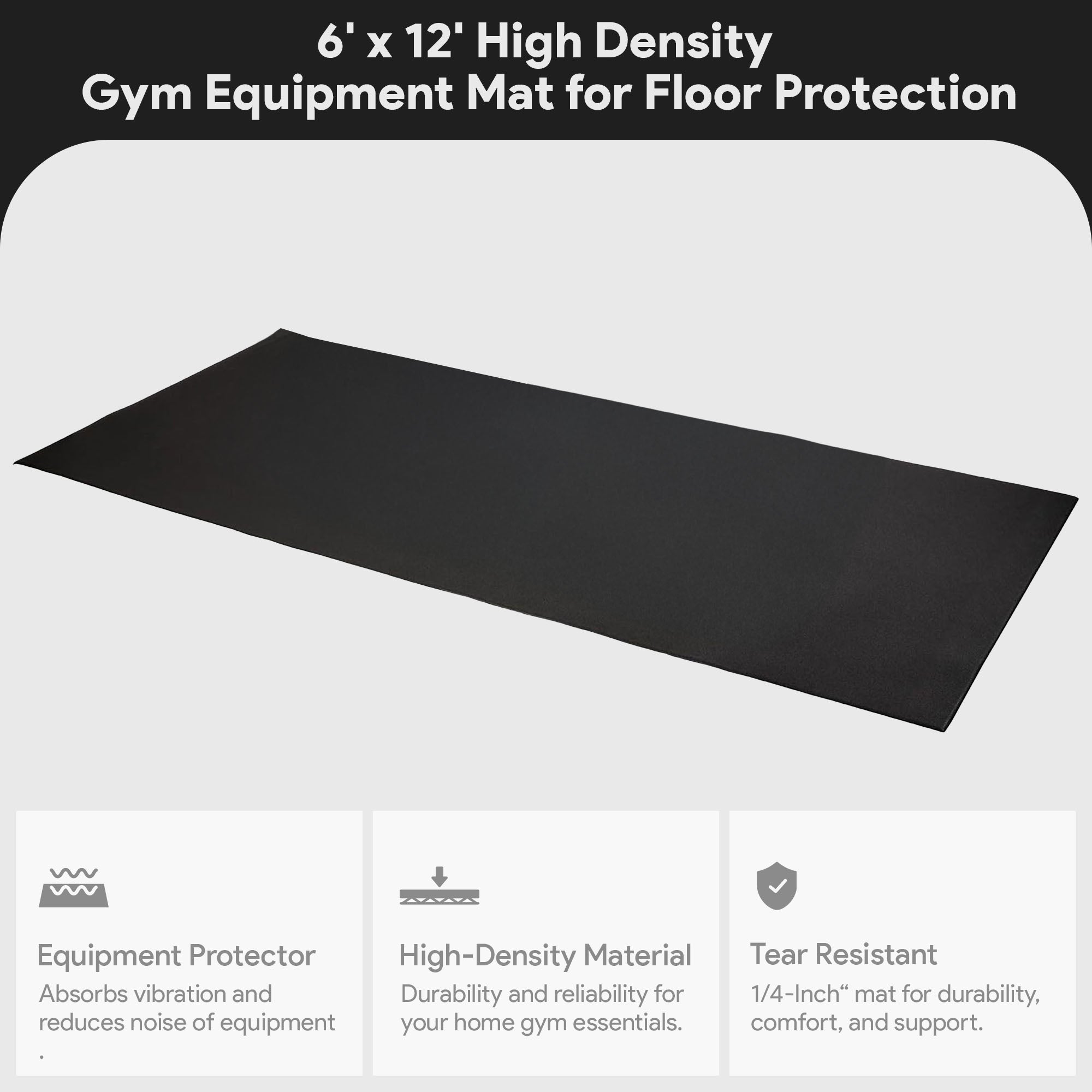 BalanceFrom Fitness 6' x 12' High Density Gym Mat for Floor Protection(Open Box) - VMInnovations