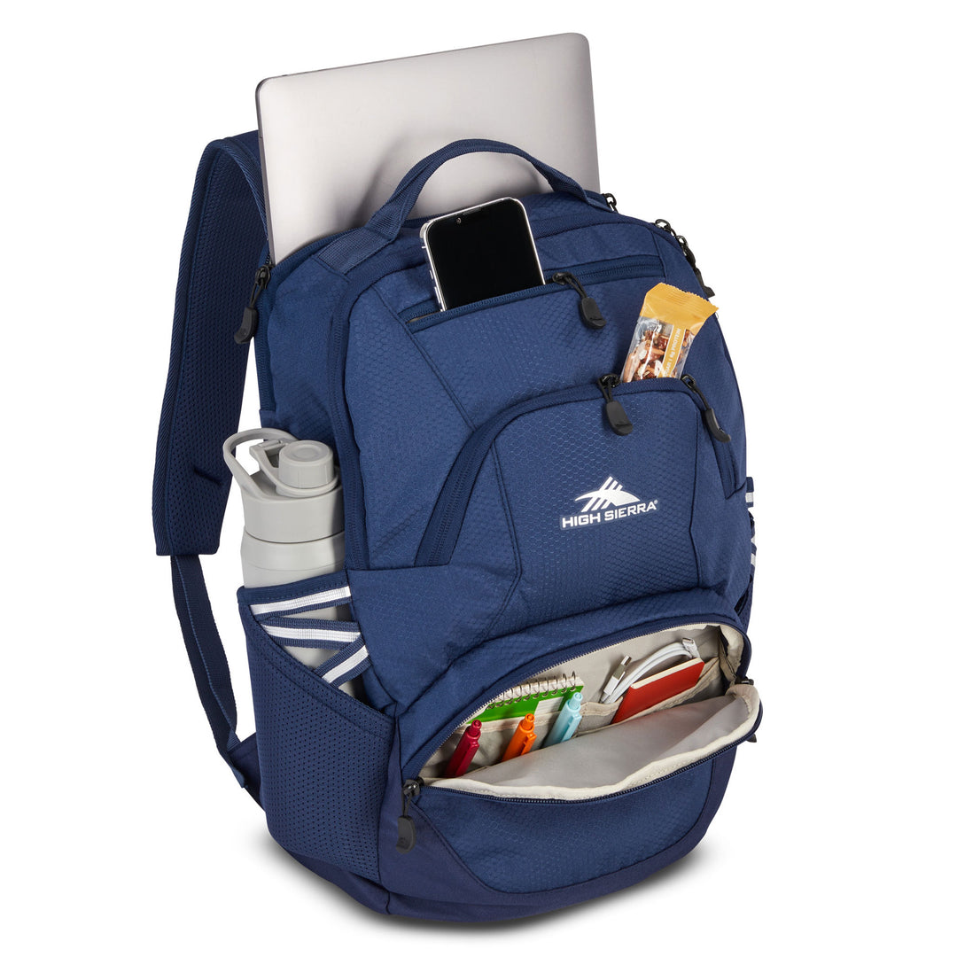 High Sierra Backpack, Bookbag Fits most 17” Laptops, 30L Capacity,Navy(Open Box) - VMInnovations