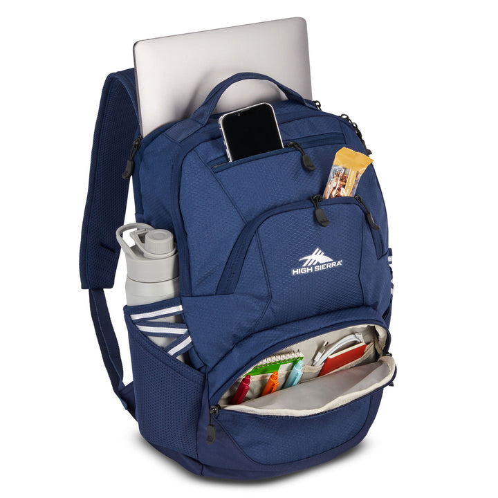 High Sierra Backpack, Bookbag Fits most 17” Laptops, 30L Capacity,Navy(Open Box) - VMInnovations