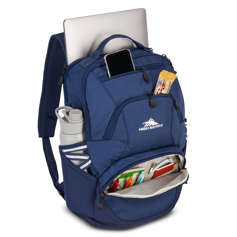 High Sierra Swoop Backpack, for Laptop/Tablet, Fits Most 17” Laptops, 30L, Navy