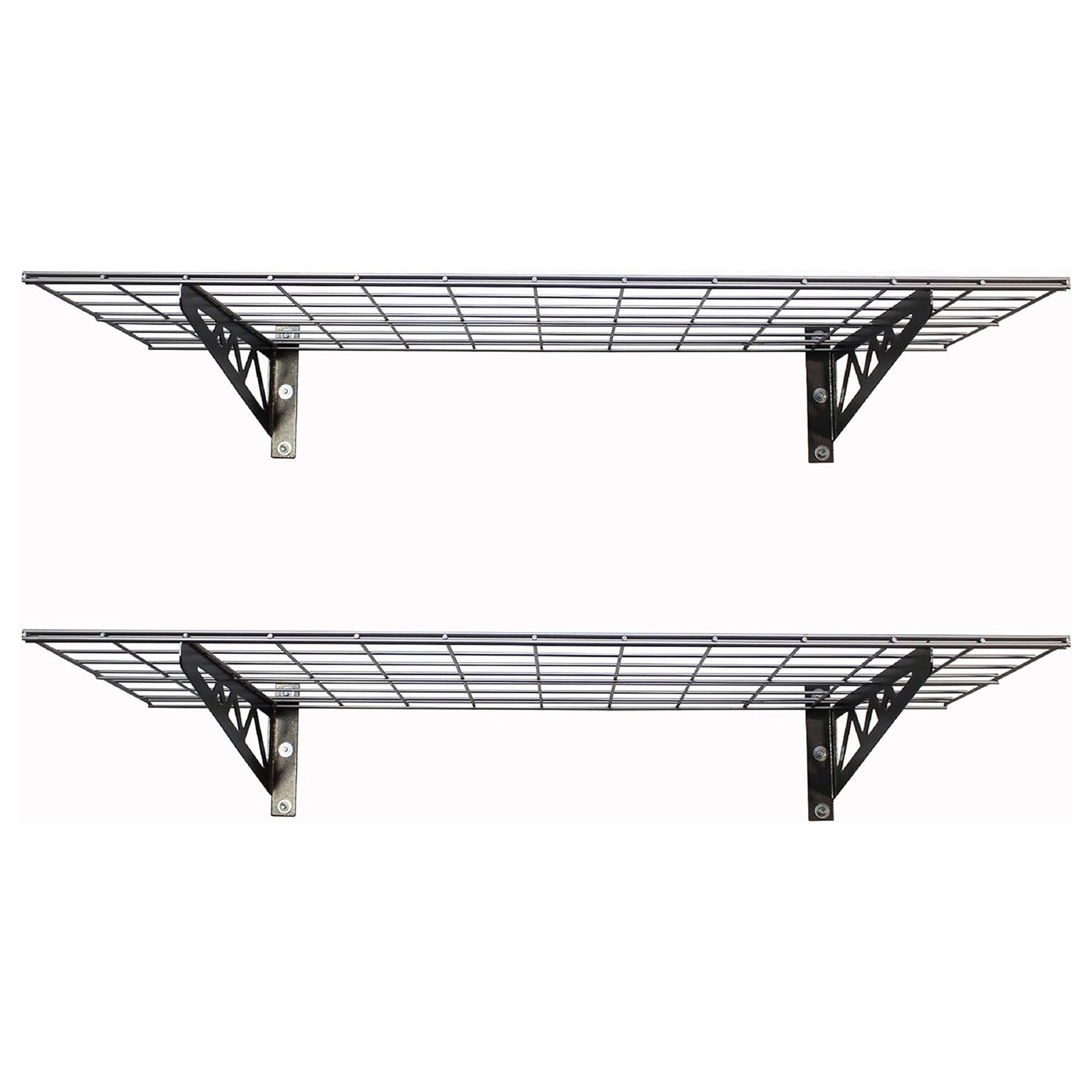 SafeRacks 18x48 Inch Garage Wall Mounted Wire Utility Shelf, Hammertone (2 Pack) - VMInnovations