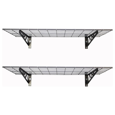 SafeRacks 18x48 Inch Garage Wall Mounted Wire Utility Shelf, Hammertone (2 Pack) - VMInnovations