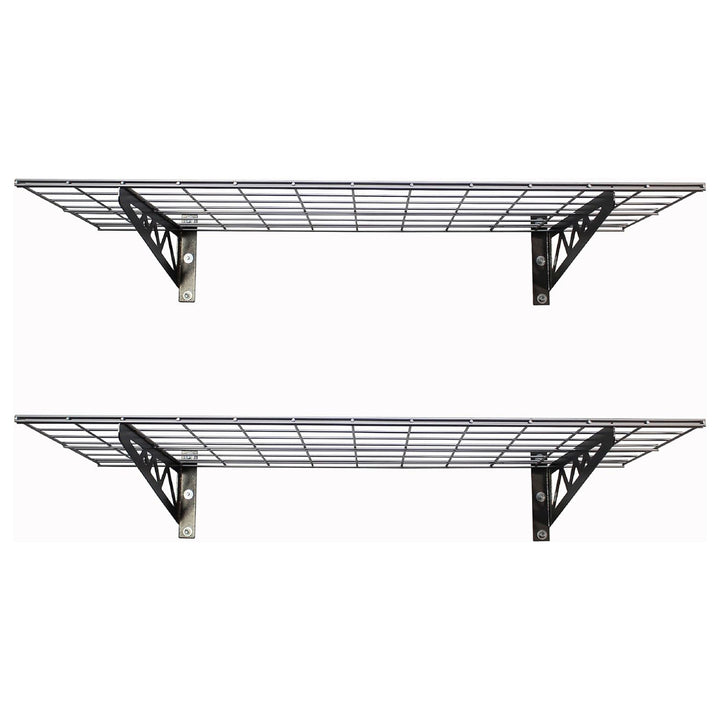 SafeRacks 18x48 Inch Garage Wall Mounted Wire Utility Shelf, Hammertone (2 Pack) - VMInnovations
