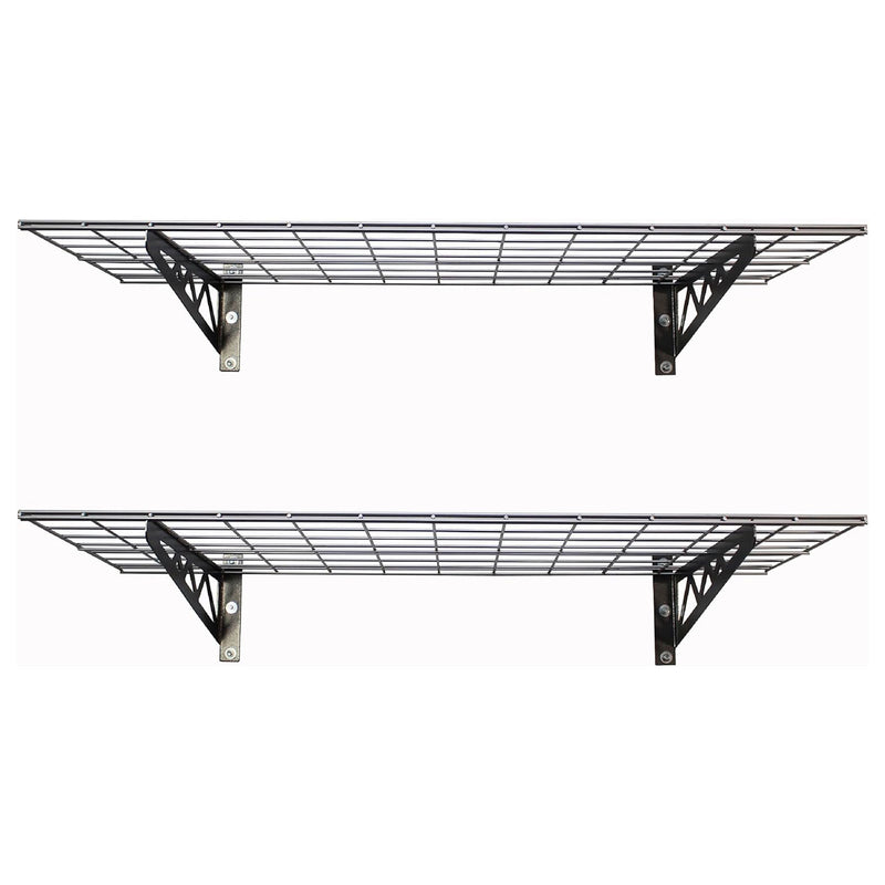 SafeRacks 18"x48" Wall Mounted Wire Utility Shelf, Hammertone (2pk) (Open Box)