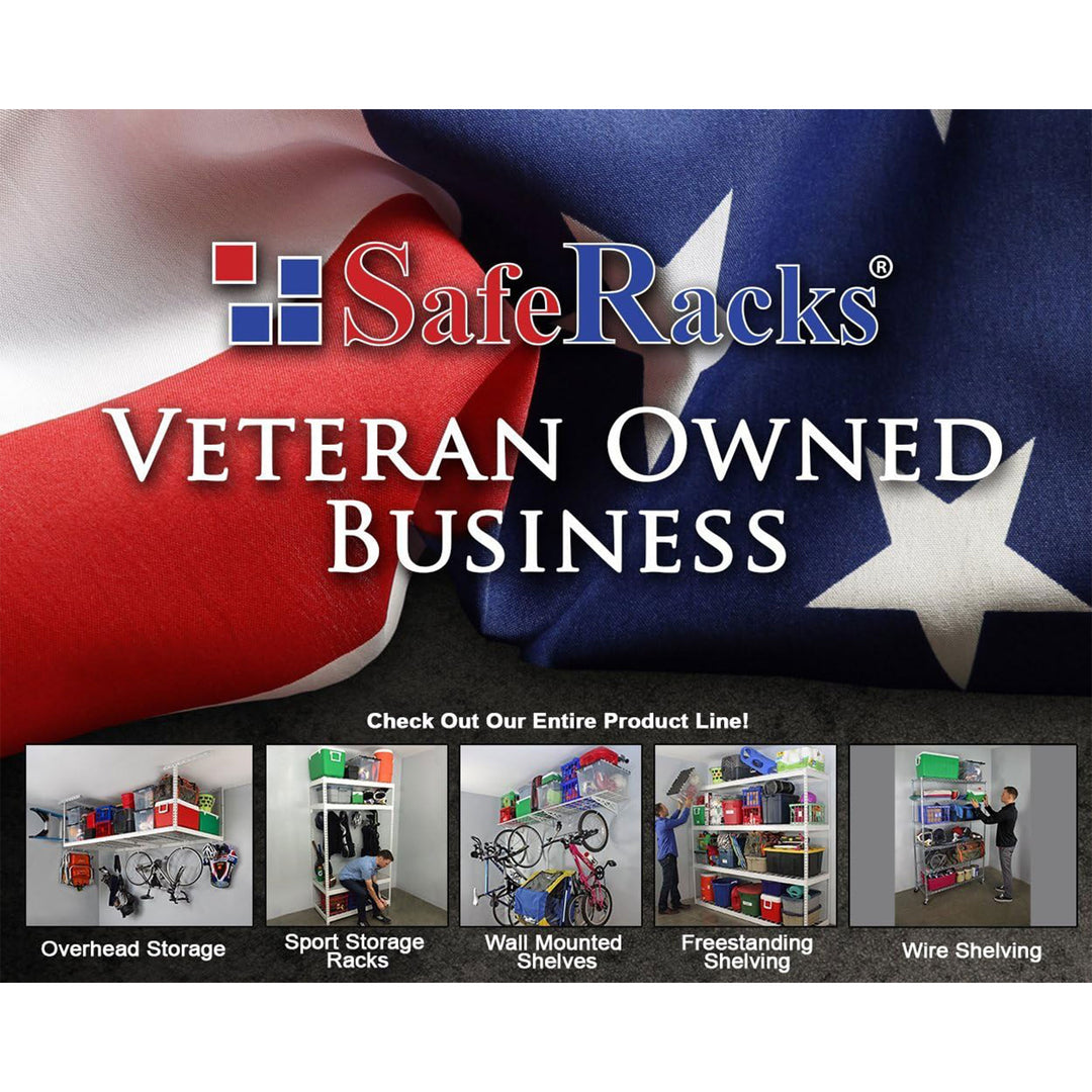 SafeRacks Adjustable Wall Mounted Tire Rack w/Brackets, Black (Open Box) - VMInnovations