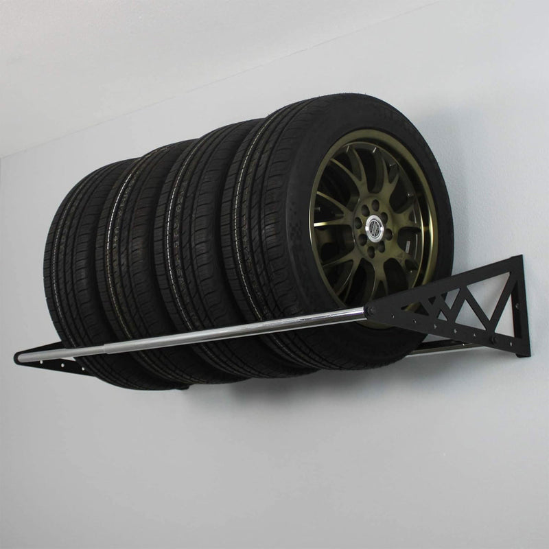 SafeRacks Adjustable Wall Mounted Tire Rack w/Brackets, Black (Open Box)