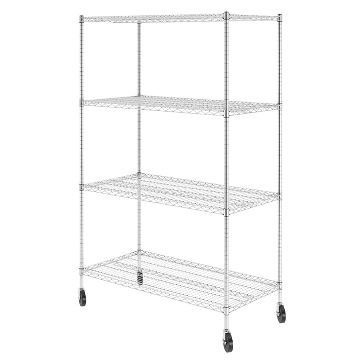 SafeRacks 4 Tiered Storage Shelves w/Heavy Duty Steel Shelf, Silver (Open Box)