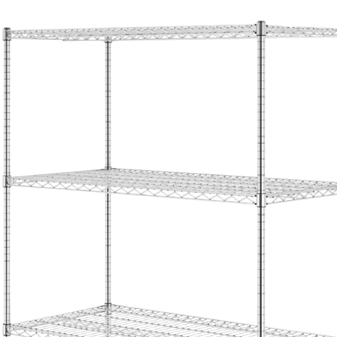 SafeRacks 4 Tiered Storage Shelves w/Heavy Duty Steel Shelf, Silver (Open Box) - VMInnovations