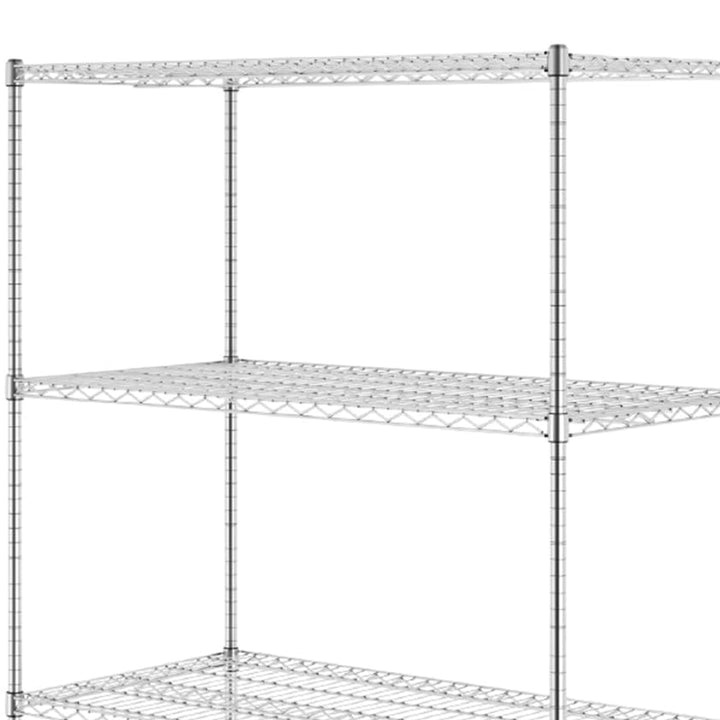 SafeRacks 4 Tiered Storage Shelves w/Heavy Duty Steel Shelf, Silver (Open Box) - VMInnovations