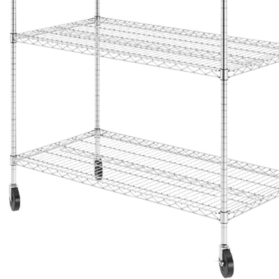SafeRacks 4 Tiered Storage Shelves w/Heavy Duty Steel Wire Shelf, Silver (Used) - VMInnovations