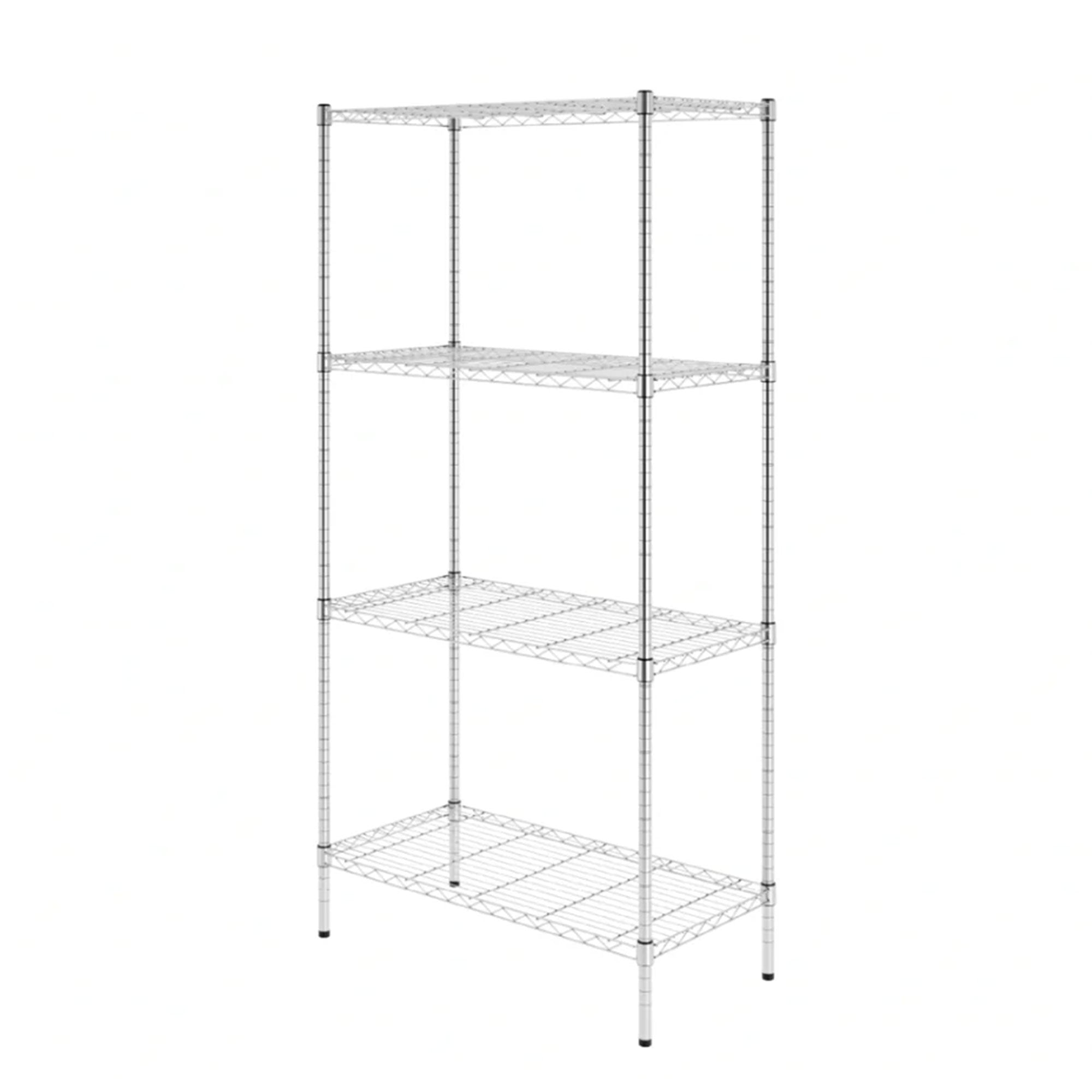 SafeRacks 4 Tier  Steel Wire Shelving Unit w/4 Leveling Feet, Silver (Open Box) - VMInnovations
