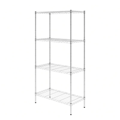 SafeRacks 4 Tier  Steel Wire Shelving Unit w/4 Leveling Feet, Silver (Open Box) - VMInnovations