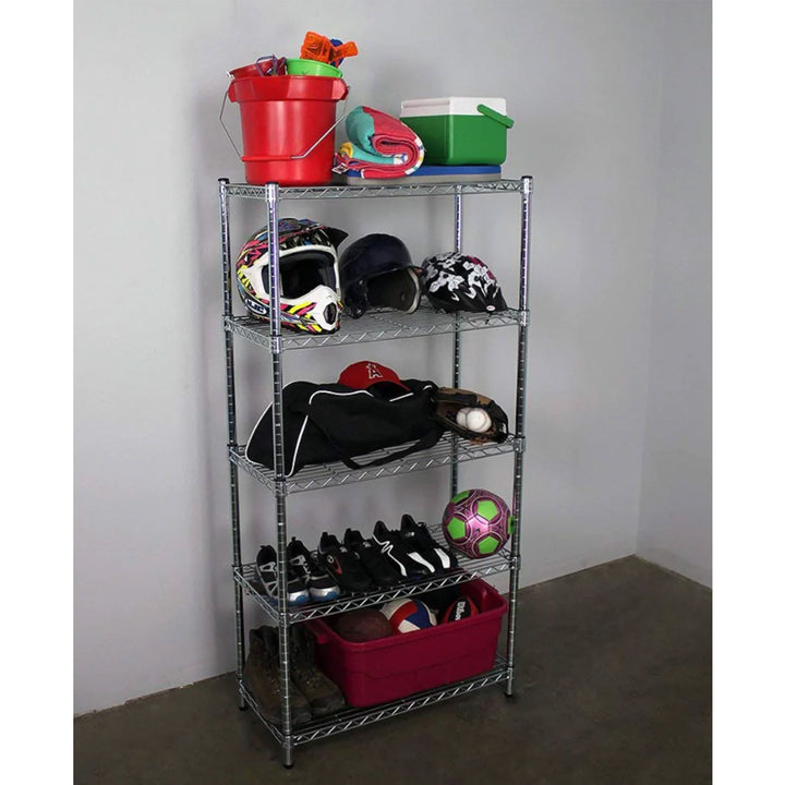 SafeRacks 4 Tier  Steel Wire Storage Shelving Unit with 4 Leveling Feet, Silver - VMInnovations