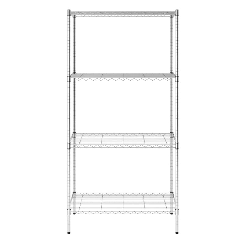 SafeRacks 4 Tier  Steel Wire Storage Shelving Unit with 4 Leveling Feet, Silver